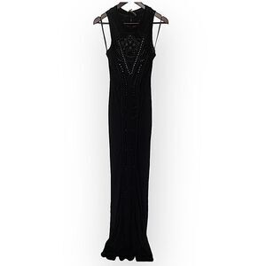 Roberto Cavalli Extra long knitted black sleeveless gown, NWT